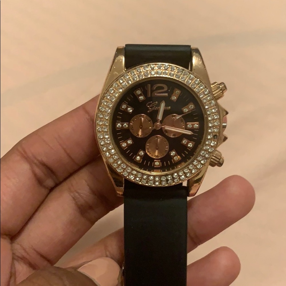 Black & Gold Geneva Watch